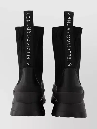 Stella Mccartney Androgynous Chunky Sole Boots In Leather In Black