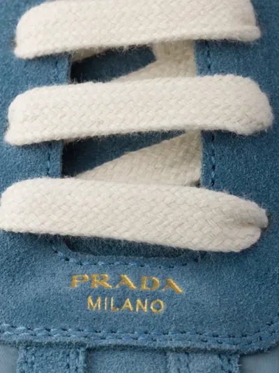Prada Montecarlo Re-edition Logo Lace-up Sneakers In Blue