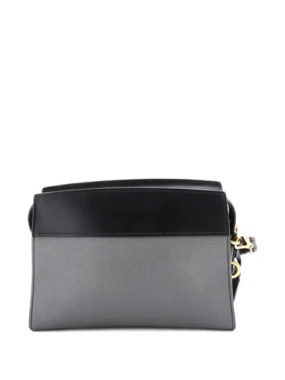 Pre-owned Prada Esplanade Saffiano With City Calf Small Crossbody Bag In Black