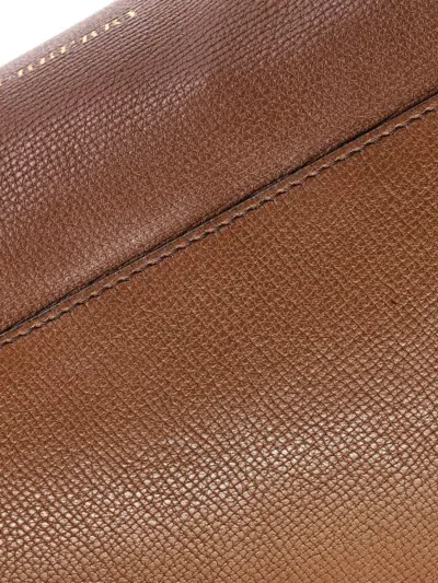 Pre-owned Burberry Welburn Leather And House Check Canvas Medium Tote Bag In Brown