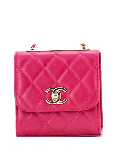 Pre-owned Chanel Trendy Cc Clutch With Chain Quilted Lambskin Small Crossbody Bag In Pink
