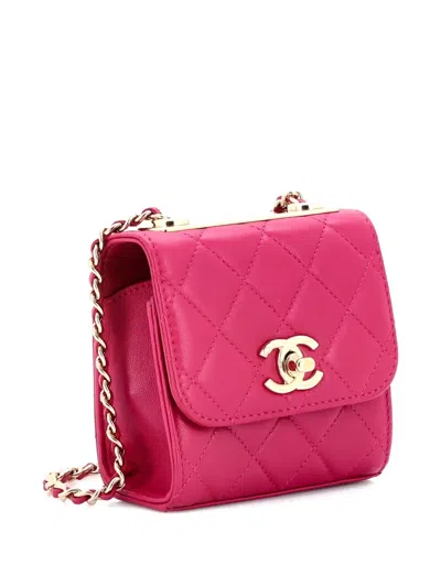 Pre-owned Chanel Trendy Cc Clutch With Chain Quilted Lambskin Small Crossbody Bag In Pink