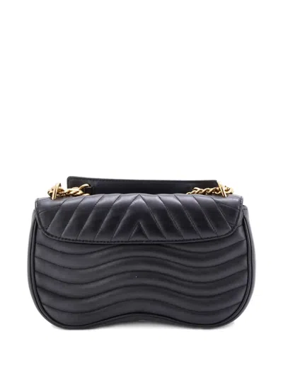 Pre-owned Louis Vuitton New Wave Chain Bag Quilted Leather Mm Crossbody Bag In Black