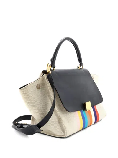Pre-owned Celine Multicolor Trapeze Bag Leather And Felt Medium Satchel