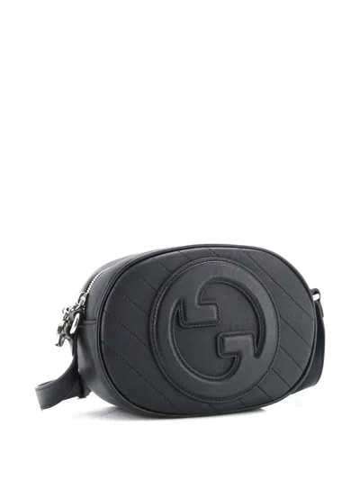 Pre-owned Gucci Blondie Nm Camera Shoulder Bag Diagonal Quilted Leather Small Crossbody Bag In Black