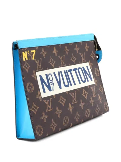 Pre-owned Louis Vuitton Pochette Voyage No.7 Trunk L'oeil Vintage Monogram Canvas Mm Clutch Bag In Brown
