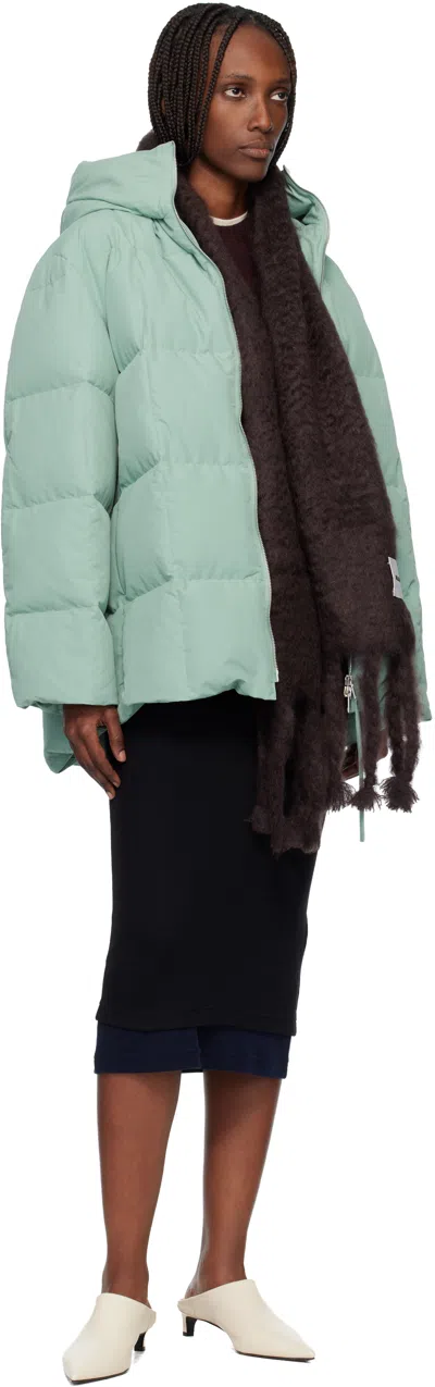 Jil Sander Brown Slim Wool Blend Scarf