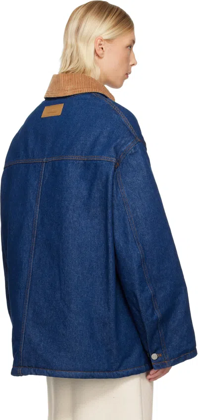 Ami Alexandre Mattiussi Blue Padded Worker Denim Jacket In Blue
