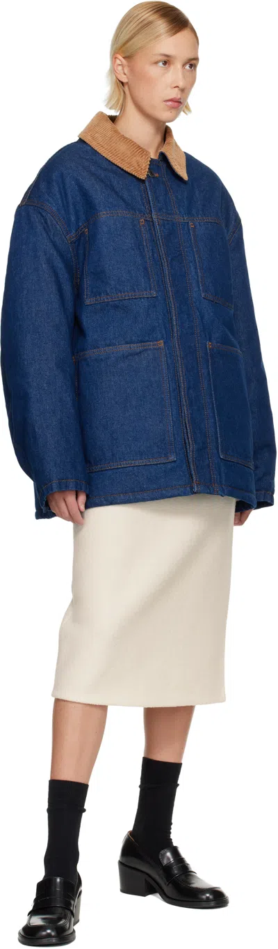 Ami Alexandre Mattiussi Blue Padded Worker Denim Jacket In Blue