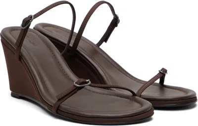 St Agni Brown Petit Belt Detail Wedge Heeled Sandals