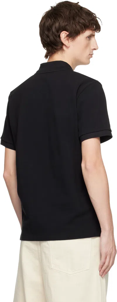 Ami Alexandre Mattiussi Ami Paris Men Black Polo Shirt With Adc Embroidery At The Front In Cotton Man