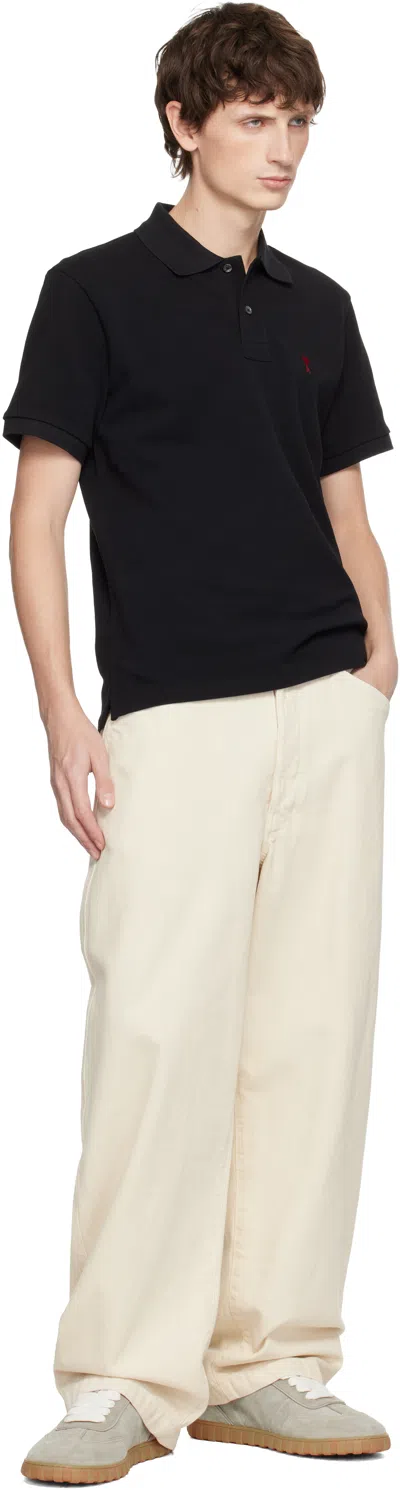 Ami Alexandre Mattiussi Ami Paris Men Black Polo Shirt With Adc Embroidery At The Front In Cotton Man