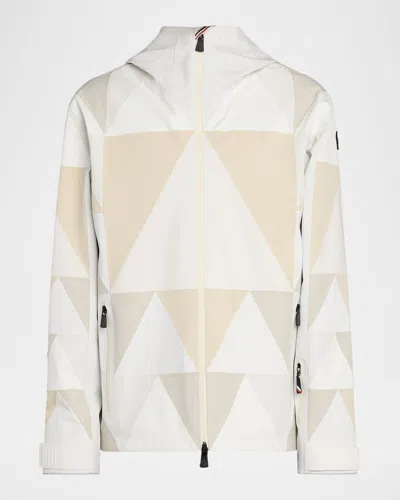 Moncler White Valserine Laminated Gore-tex Patchwork Ski Jacket In White