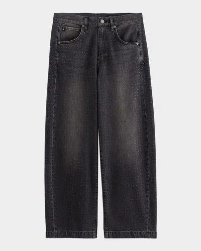 Ag Hattie Embellished High-rise Barrel Jeans In Black