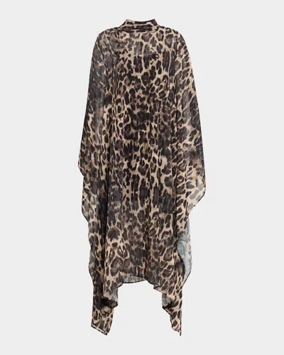 One33 Social The Rhea Leopard High-low Caftan Dress In Animal Print