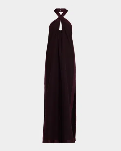 One33 Social Liana Halter Gown In Brown