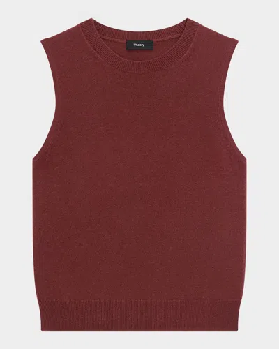 Theory Cashmere Knit Shell Top In Burgundy