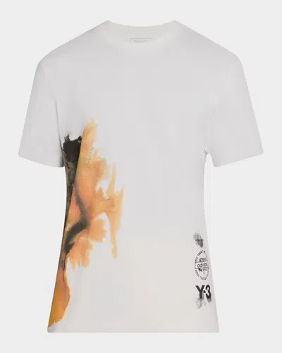 Y-3 Men's Aop Cotton Amber Ink T-shirt In White