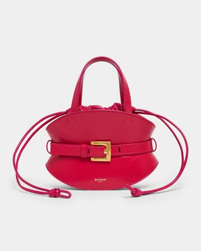 Balmain Shuffle Mini Belted Crossbody Bag In Leather In Pink