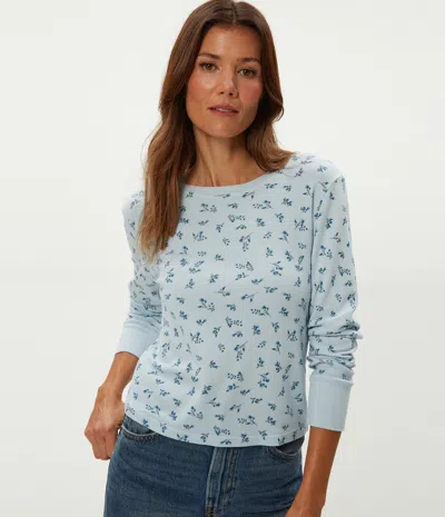 Michael Stars Palmer Printed Cropped Tee In Blue
