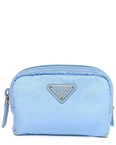 Pre-owned Prada Blue Nylon Pouch Light (authentic Pre-loved) In Blue