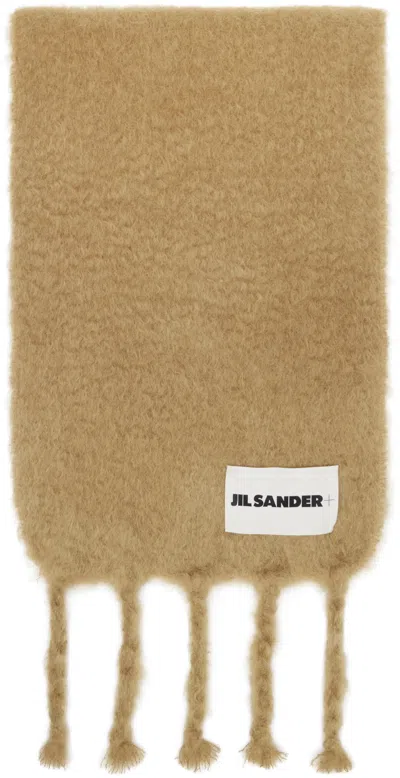 Jil Sander Beige Wide Wool Blend Scarf