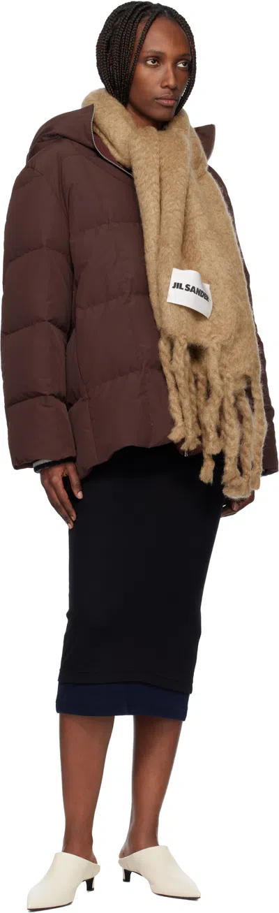 Jil Sander Beige Wide Wool Blend Scarf