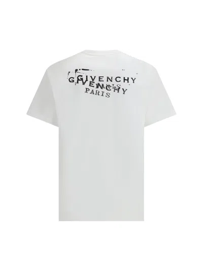 Givenchy Men White Crew Neck T-shirt With Logo On Front And Back In Cotton Man In White