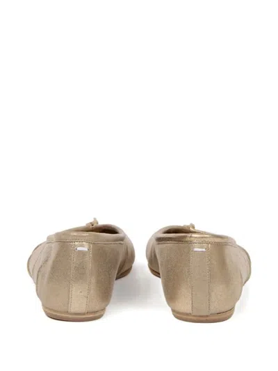 Maison Margiela Tabi New Metallic Leather Ballerinas With Laminated Finish Shoes In Gold