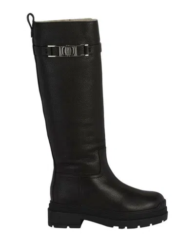 Ferragamo Ryder F Knee-high Boots In Black