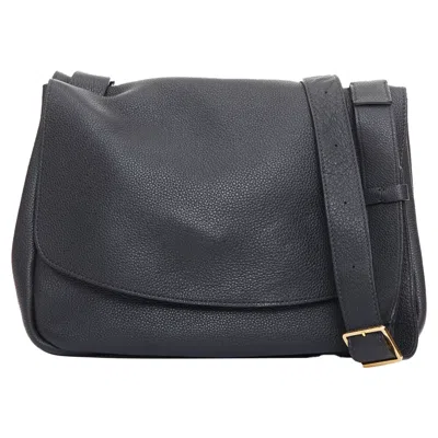 The Row Mail Leather Flap Shoulder Bag In Black