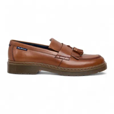 Ben Sherman Men's Tan Brown Leather Tassel Loafer Shoes - Dudley In Brown