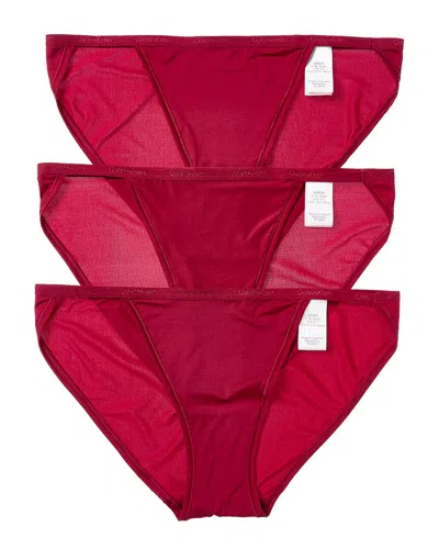 Calvin Klein 3pk Ideal Micro String Bikini In Red