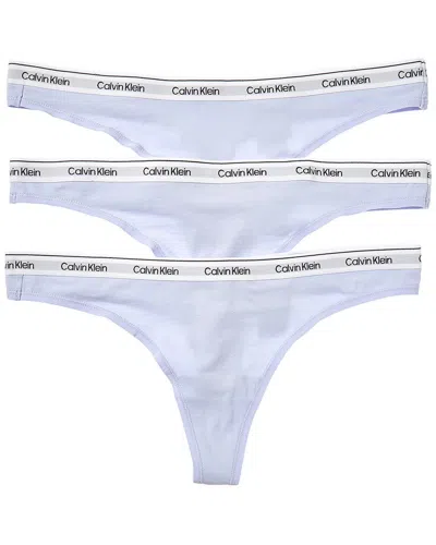 Calvin Klein 3pk Modern Logo Thong In Blue