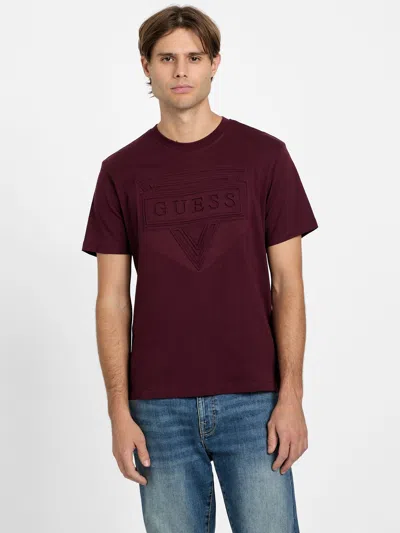 Guess Factory Hiro Crewneck Logo Tee In Burgundy