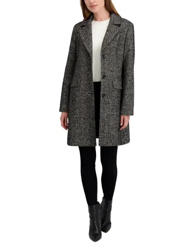 Laundry By Shelli Segal Herringbone Coat In Black