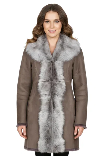 Infinity Leather Womens Taupe Toscana Sheep Suede Leather Trench Coat- Celeste In Brown