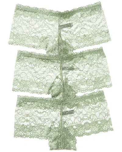 House Of Desire 3pk Caitlin Floral Lace Cheeky In Green