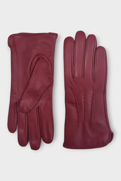 Infinity Leather Womens Red Italian Leather Soft Wool Lining Winter Stitch Line Design Driving Gloves In Red