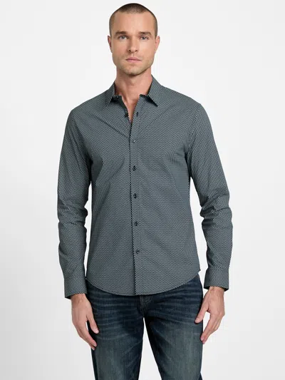 Guess Factory Montey Woven Geometric Shirt In Blue