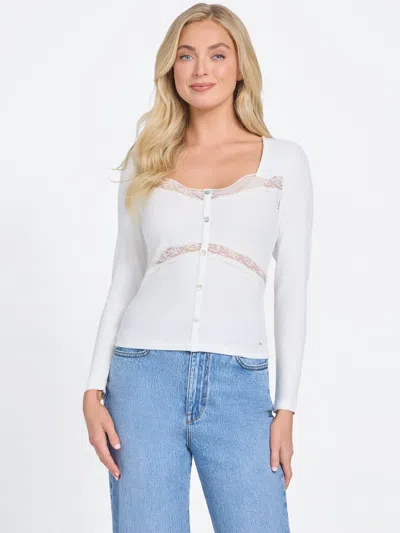 Guess Factory Lima Lace-trim Top In White