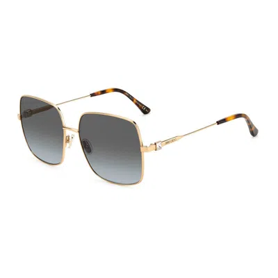 Jimmy Choo Sunglasses Square Full Rim, Rose Gold Frame And Grey Gradient Blue Lens In Multi