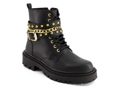 Andrea Women's Biker Boots With Chain 90784 In Black