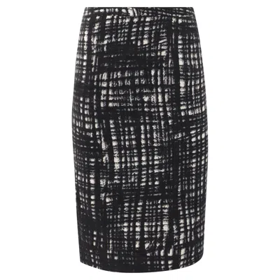 Michael Kors Tweed Midi Pencil Skirt In Black Wool In Black