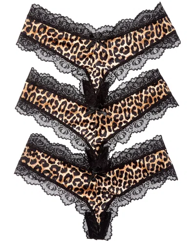 House Of Desire 3pk Devon Micro & Lace G-string In Black