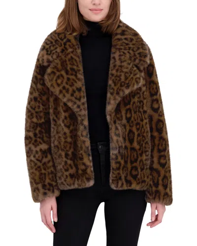 Laundry By Shelli Segal Leopard Print Faux Fur Jacket In Brown
