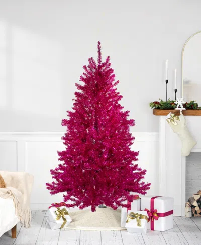 Northlight 6" Metallic Tinsel Artificial Christmas Tree Unlit In Red