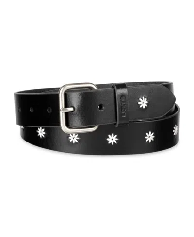 Levi's Women's Casual Floral Embroidered Belt In Black