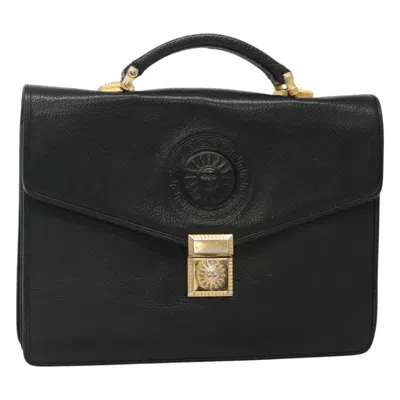 Pre-owned Versace Vintage Sun Handbag Leather Leather Handbag () In Black