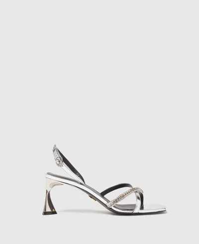 Stella Mccartney Elsa Embellished Mirrored Slingback Sandals In Silver